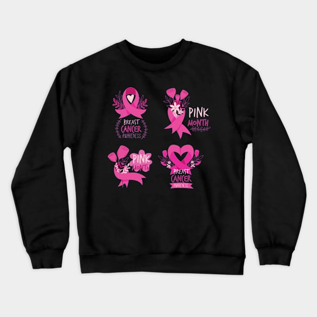 In October We Wear Pink Breast Cancer Awareness Survivor Crewneck Sweatshirt by Goods-by-Jojo